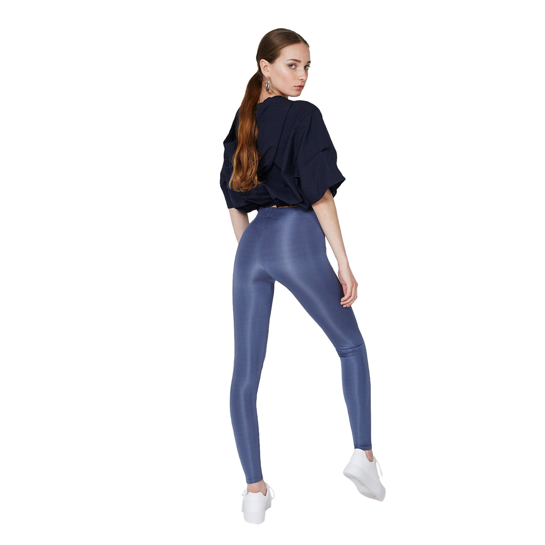 FashionTight Steel Grey Shiny High Waisted Leggings