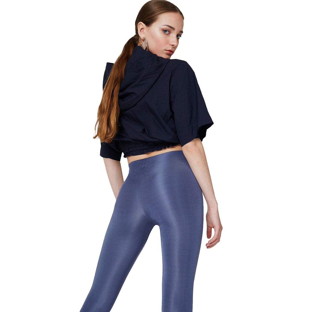 FashionTight Steel Grey Shiny High Waisted Leggings
